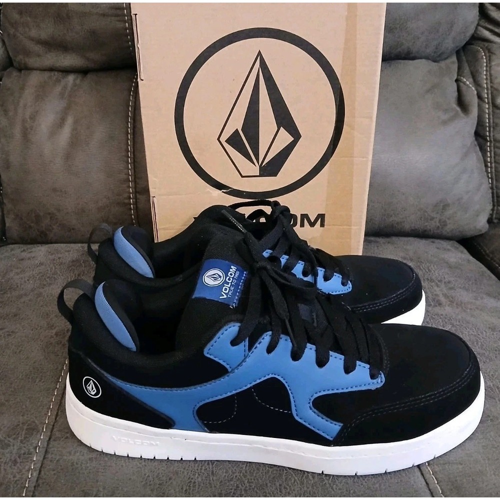 Volcom Workwear Vitals VM30612 Mens 7W Black Blue Composite Toe Skate Work Shoes
